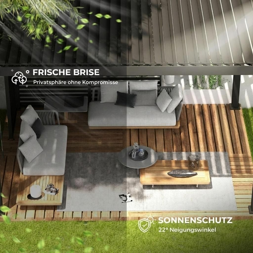 MIRADOR 111 Lamellenwand 0,93 m Aluminium Anthrazit für Deluxe Pergola