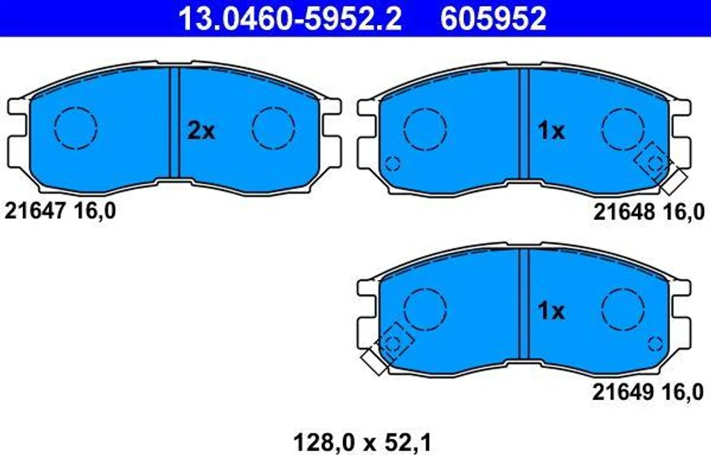 Plaquettes de frein ATE 13.0460-5952.2 pour Mitsubishi Colt et Lancer