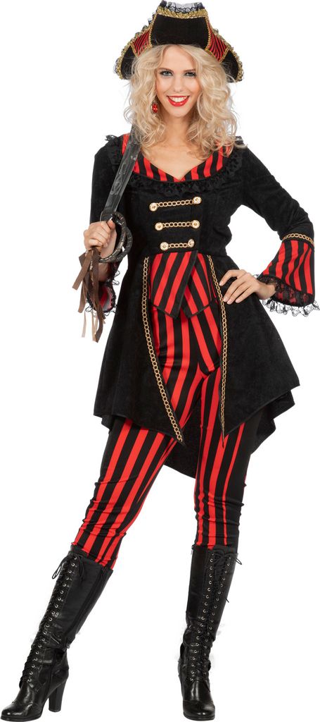Piraat Dame Rode Streep Kostuum 42