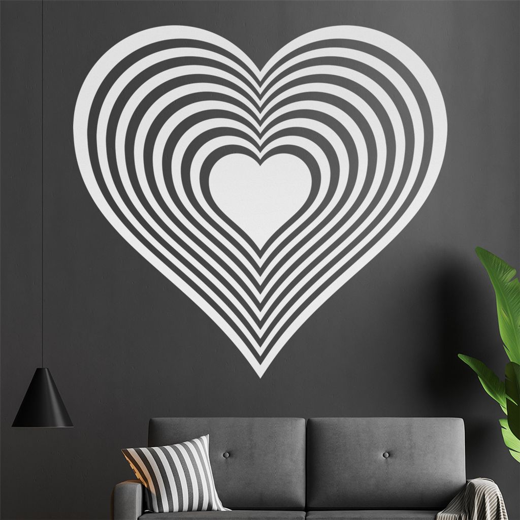 Herz Wandtattoo in 6 Größen - Wandaufkleber Wall Sticker - Dekoration, Küche, Wohnzimmer, Schlafzimmer, Badezimmer