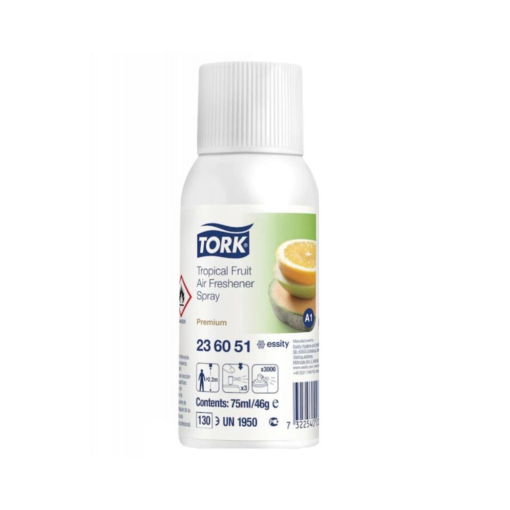 A spray bottle of Tork Tropical Fruit Air Freshener.