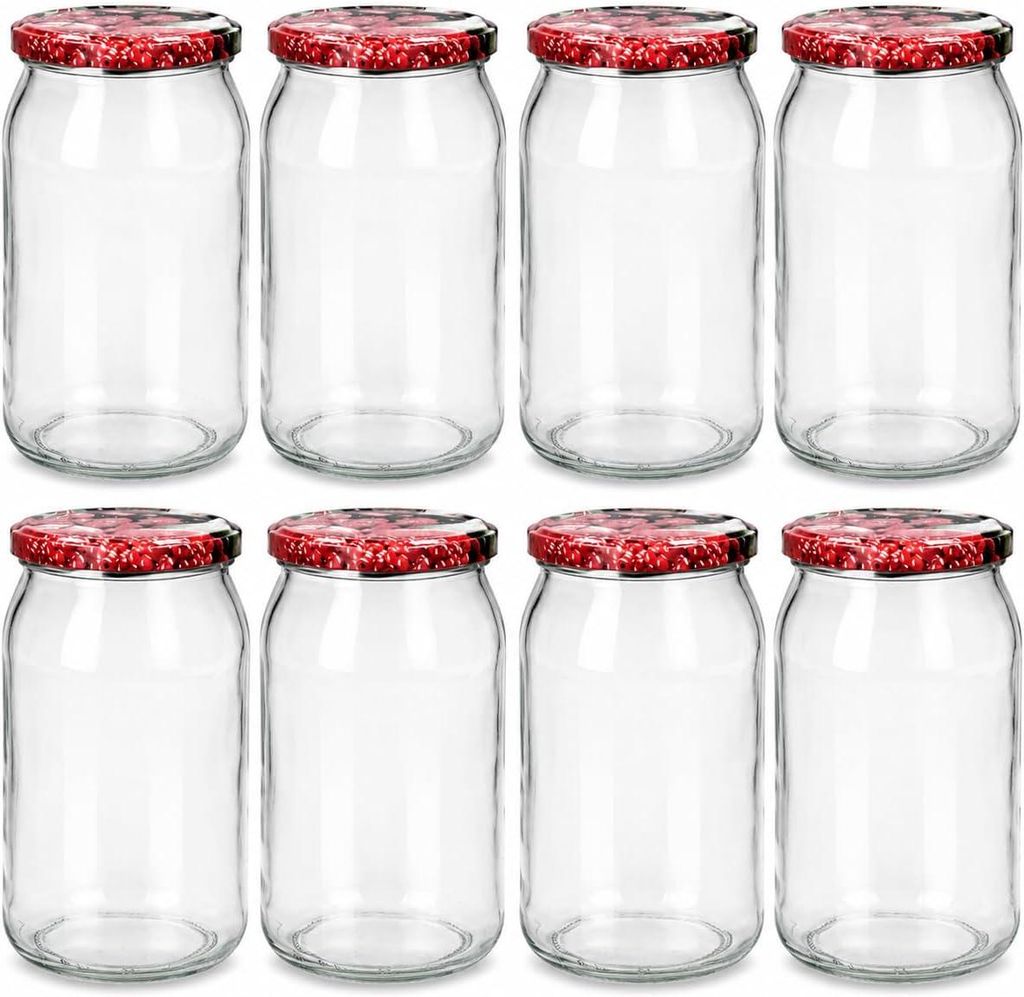8x Einmachgläser 900 ml mit Schraubdeckel TO 82 – große Produktbild 