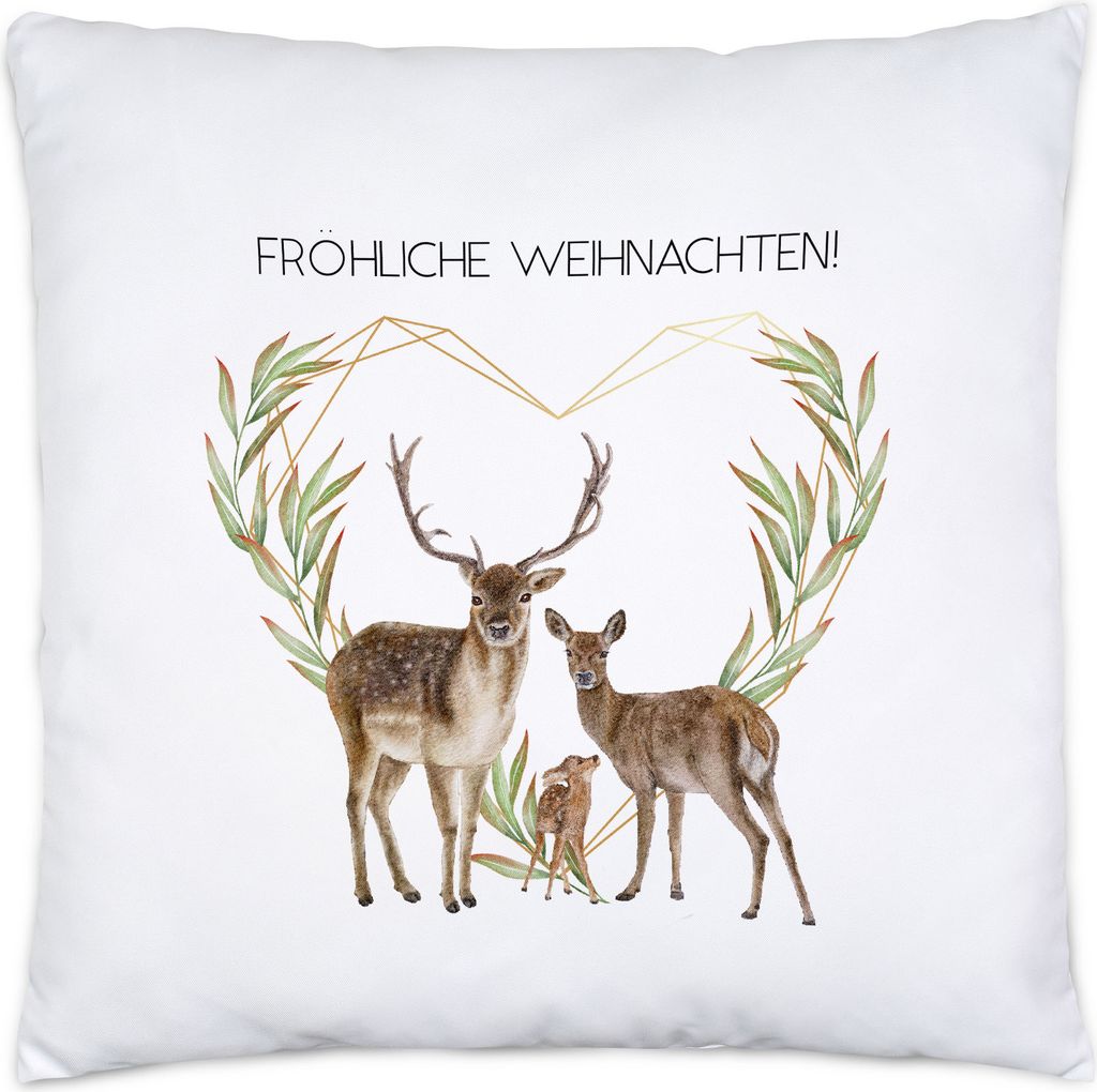 Fröhliche Weihnachten Kissen Geschenkidee Rentier-Fans Reh-Kids Süßes Motiv für Weihnachten für Familie Freunde