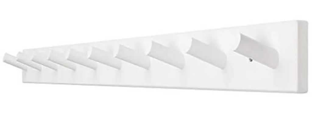 Porte-manteau mural robuste en métal blanc 10 crochets doubles - 96,5 cm
