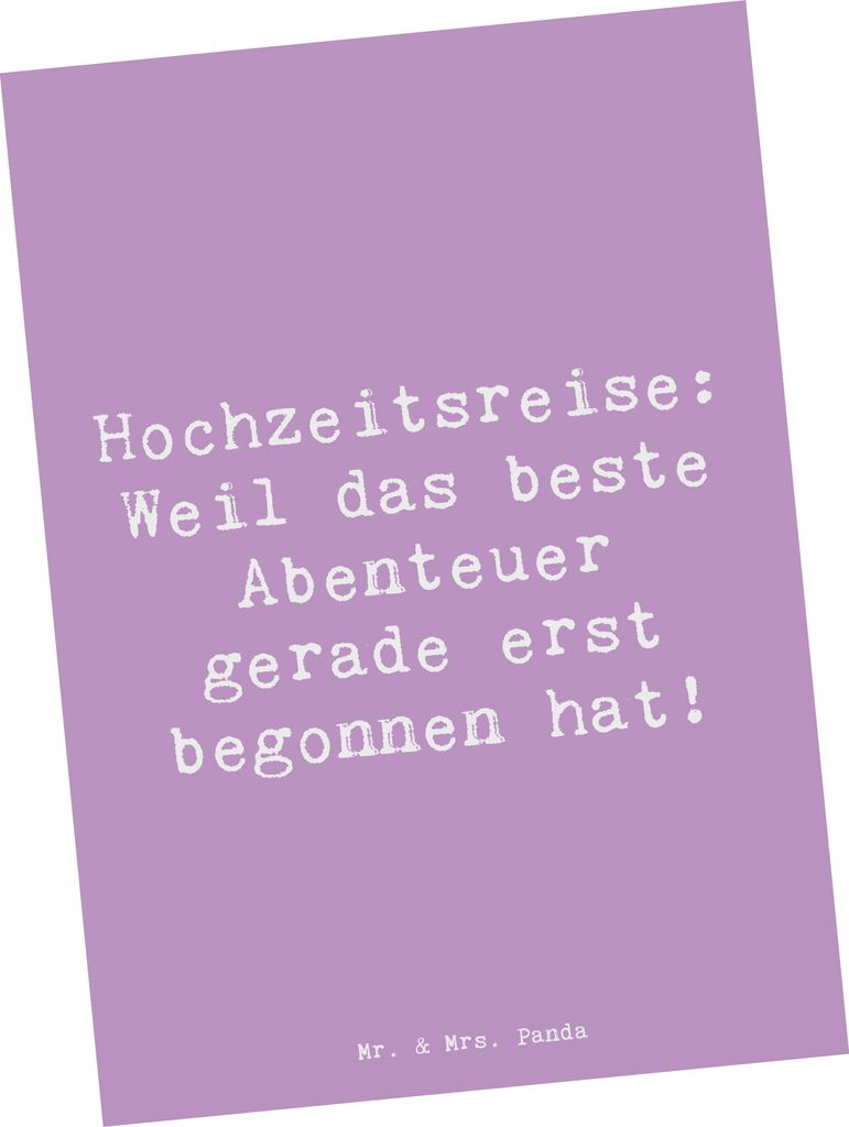Mr. & Mrs. Panda Postkarte Spruch Hochzeitsreise Abenteuer - Lavendeltraum - Geschenk, Fotokarte, Qualität, Postkarten, romantisch, Heirat, Handwe...