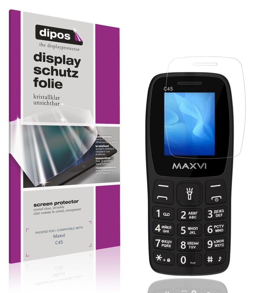 4x Schutzfolie für Maxvi C45 klar Displayschutzfolie Folie Display Schutz dipos