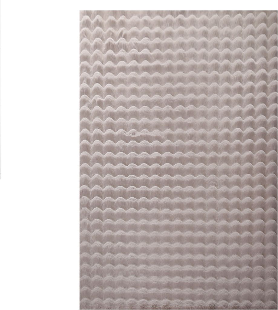 Villa Möbel Ambivia Wohnzimmer-Teppich, Fell-Teppich, Plüsch, Einfarbig, Weich, Farbe:Beige, Grösse:140x200 cm
