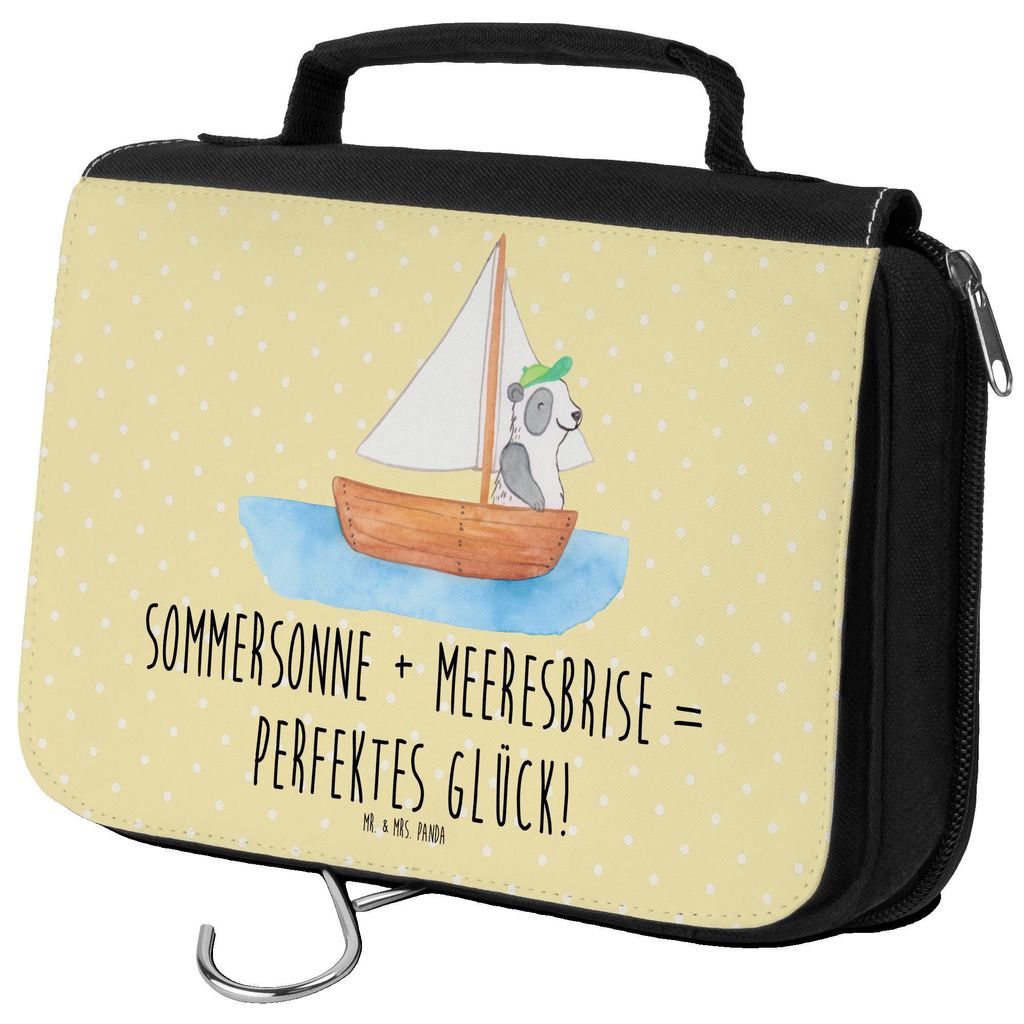 Mr. & Mrs. Panda Kosmetiktasche Sommer Meer Glück - Gelb Pastell - Geschenk, Waschbeutel, am Strand, Make-Up Tasche, Strandurlaub, Küstenurlaub, ...