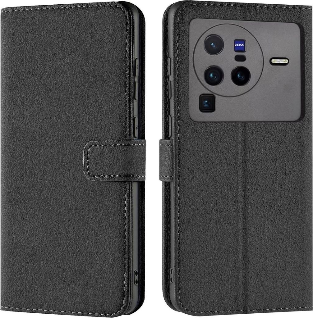 Conie Klapp Tasche für Vivo X80 Pro Kartenfach Rundumschutz Hülle in Schwarz