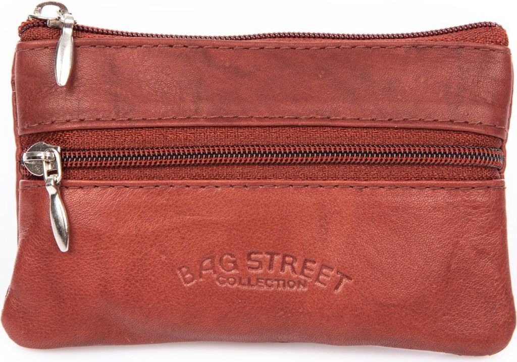 Schlüsseltasche Dunkelbraun Echt Leder Damen Herren Bag Street Schlüsselringe mit Reißverschluss Schlüsseletui