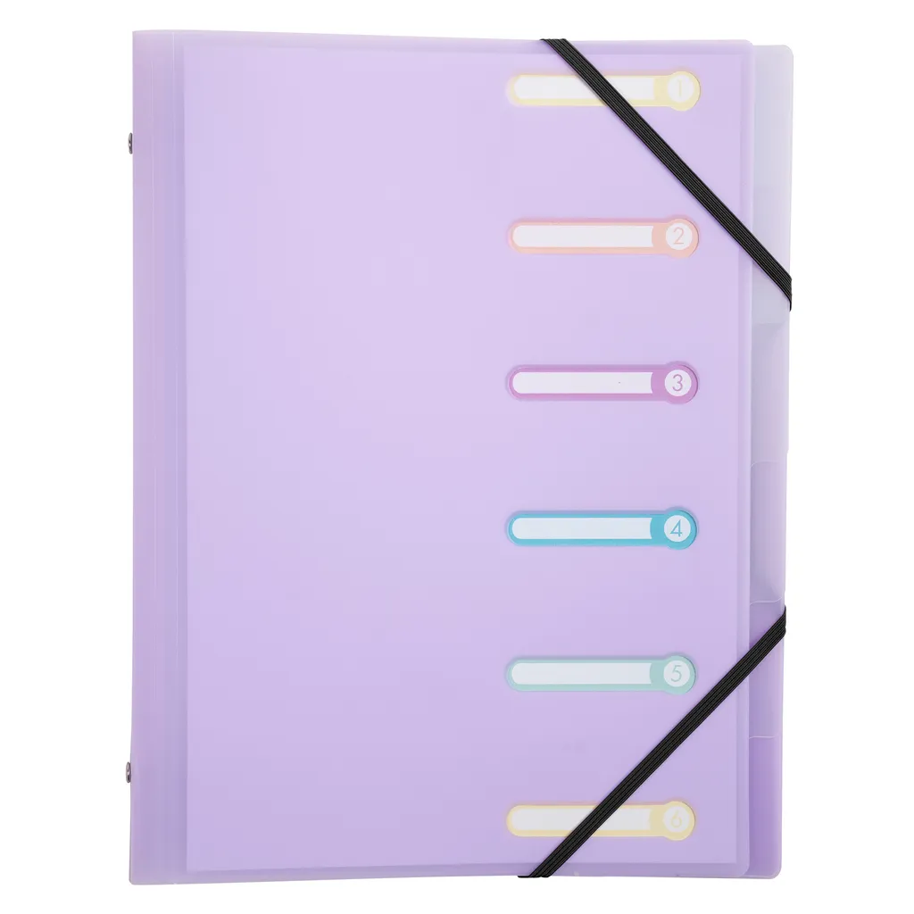 Exacompta 10x Trieur PP 3 rabats Pastel 6 compartiments 56170E Polypro