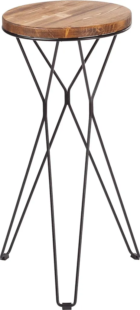 Support plantes 75 cm en bois naturel et métal noir pour salon et terrasse