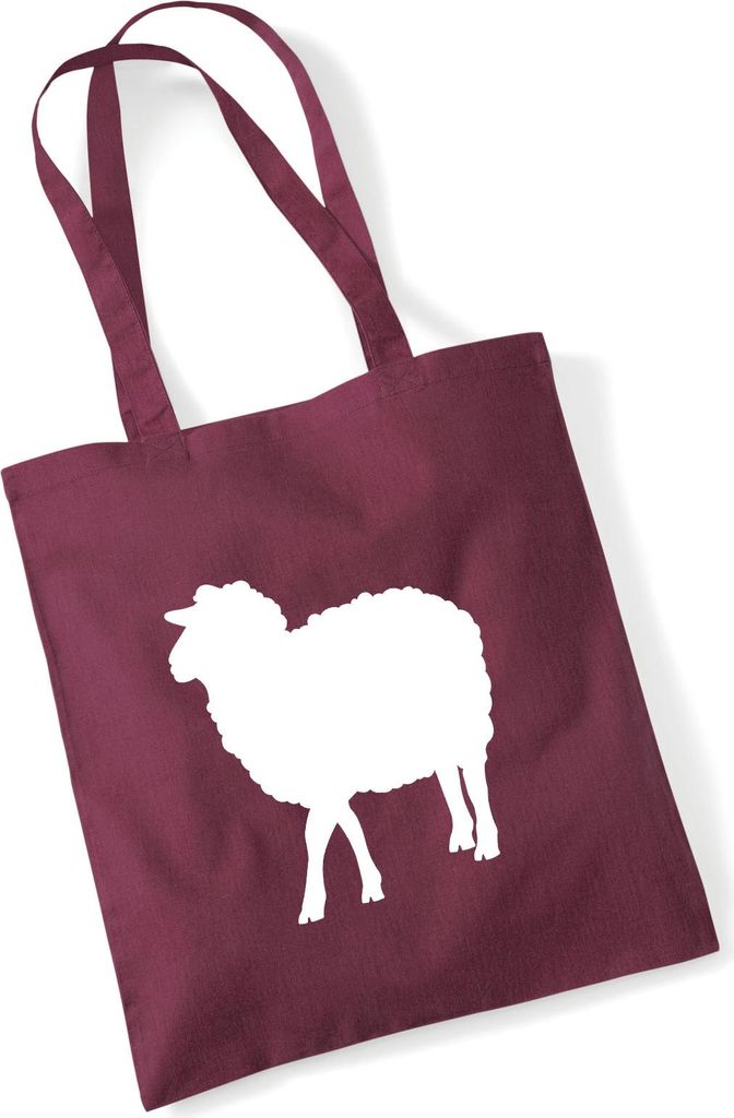 Huuraa Jutebeutel Schaf Silhouette 10 Liter Burgundy Baumwolle Tasche Geschenkidee