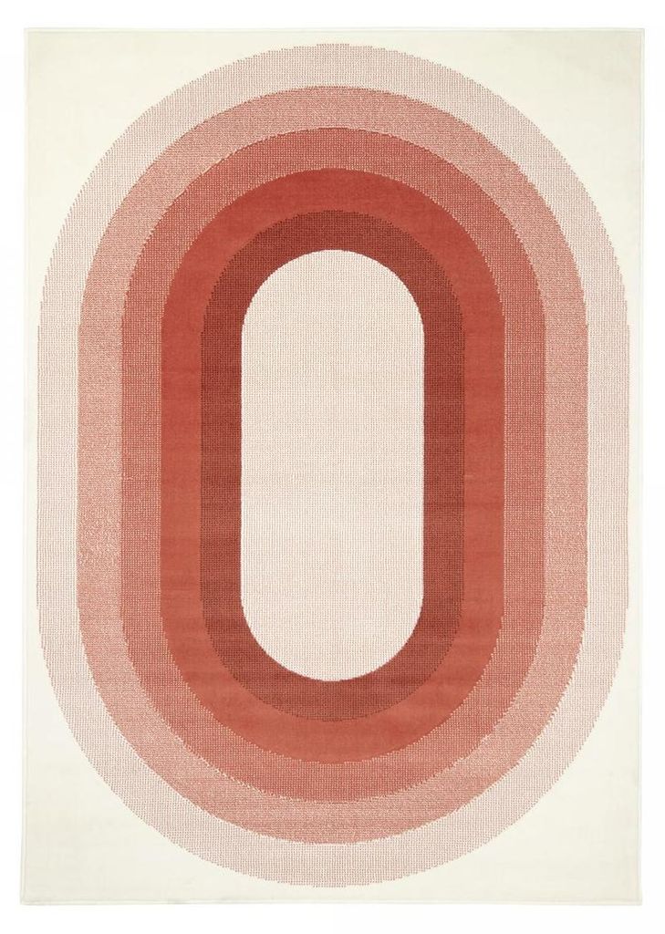 Teppich mit ovalem geometrischem Farbverlaufsmuster, Retro-Stil 70er Jahre