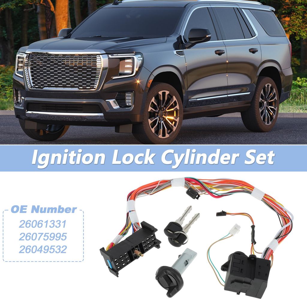Zündschlosszylinder Und Startschalter Mit 2 Schlüsseln Für Chevrolet C1500 C2500 C3500 Für GMC Yukon Zündschlosszylinder Nr.26061331/26075995