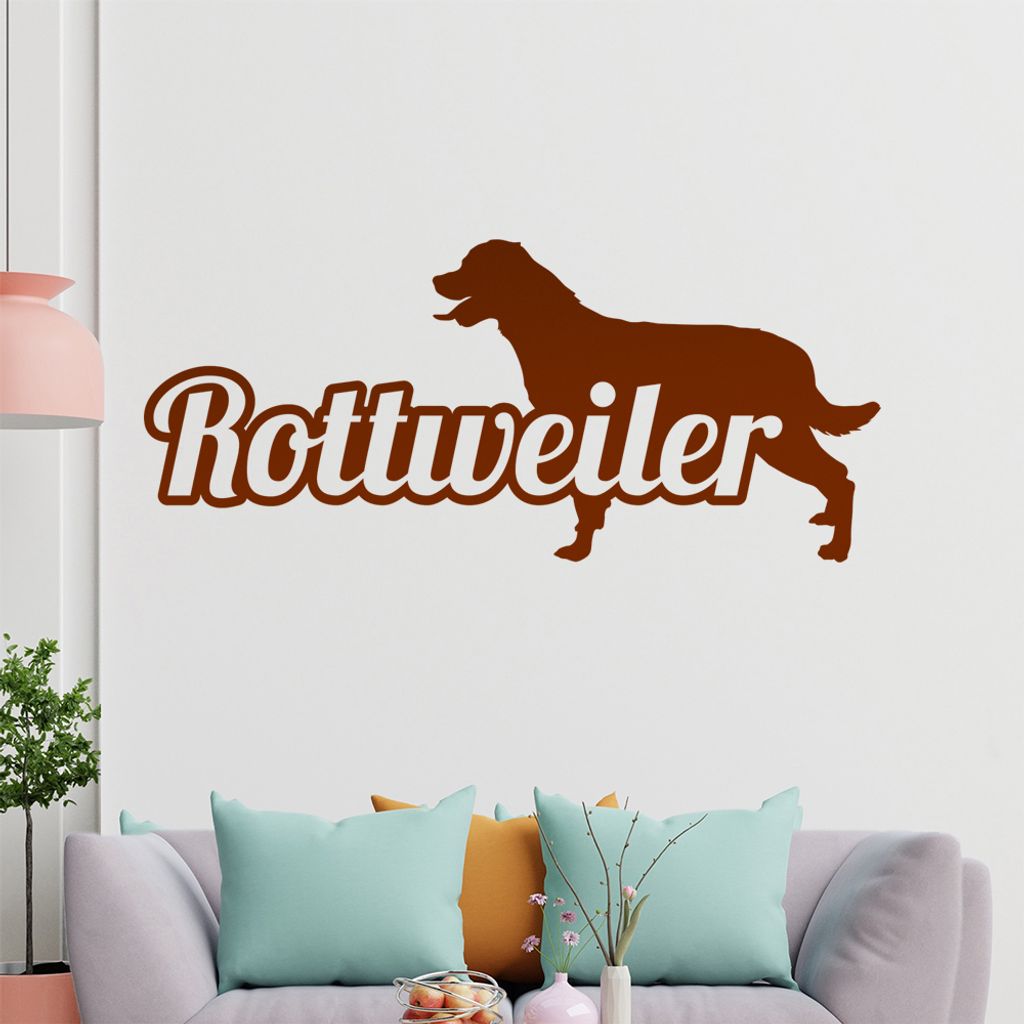 hauptsachebeklebt KIWISTAR Rottweiler mit Name Schrift Silhouette Wandtattoo in 6 Größen - Wandaufkleber Wall Sticker - Dekoration, Küche, Wohnz...