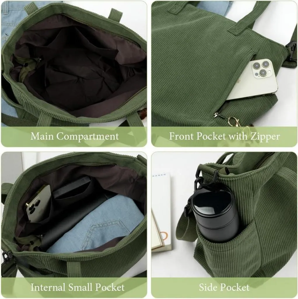 Borsa Università Donna Velluto: Tote Bag Capiente per PC e Libri - 4