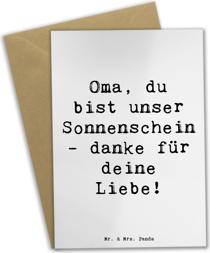 Mr. & Mrs. Panda Grußkarte Spruch Oma Sonnenschein - Weiß - Geschenk, Herz, Aufmerksamkeit, Liebe, Geborgenheit, glückwunschkarten, einladungska...