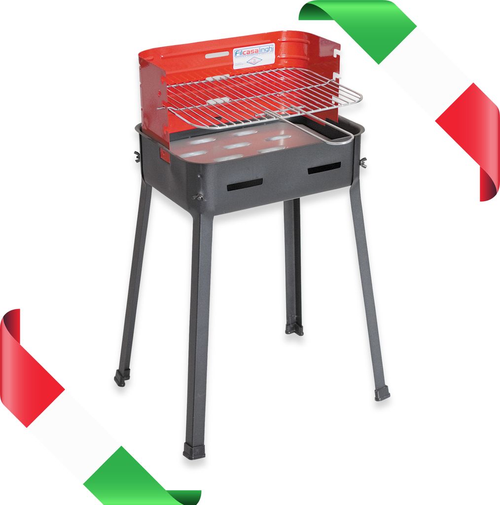 Holzkohlegrill klein 35x25x65h lackiertem Stahl verchromt Grill einstellbar drei-Position Bildschirm Beine Schmetterling Schrauben