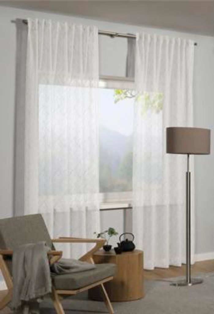 Vorhang mit Universalband Dolly bestickt weiß 245x135 cm