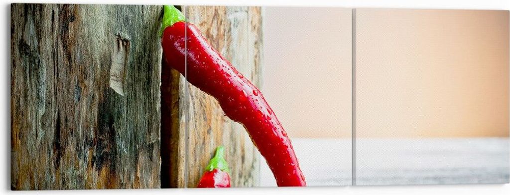 Bild auf Leinwand - Leinwandbild - Chili Gewürz Gemüse - 150x50cm - Wand Bild - Wanddeko - Leinwanddruck - Bilder - Kunstdruck - Wanddekoration -...
