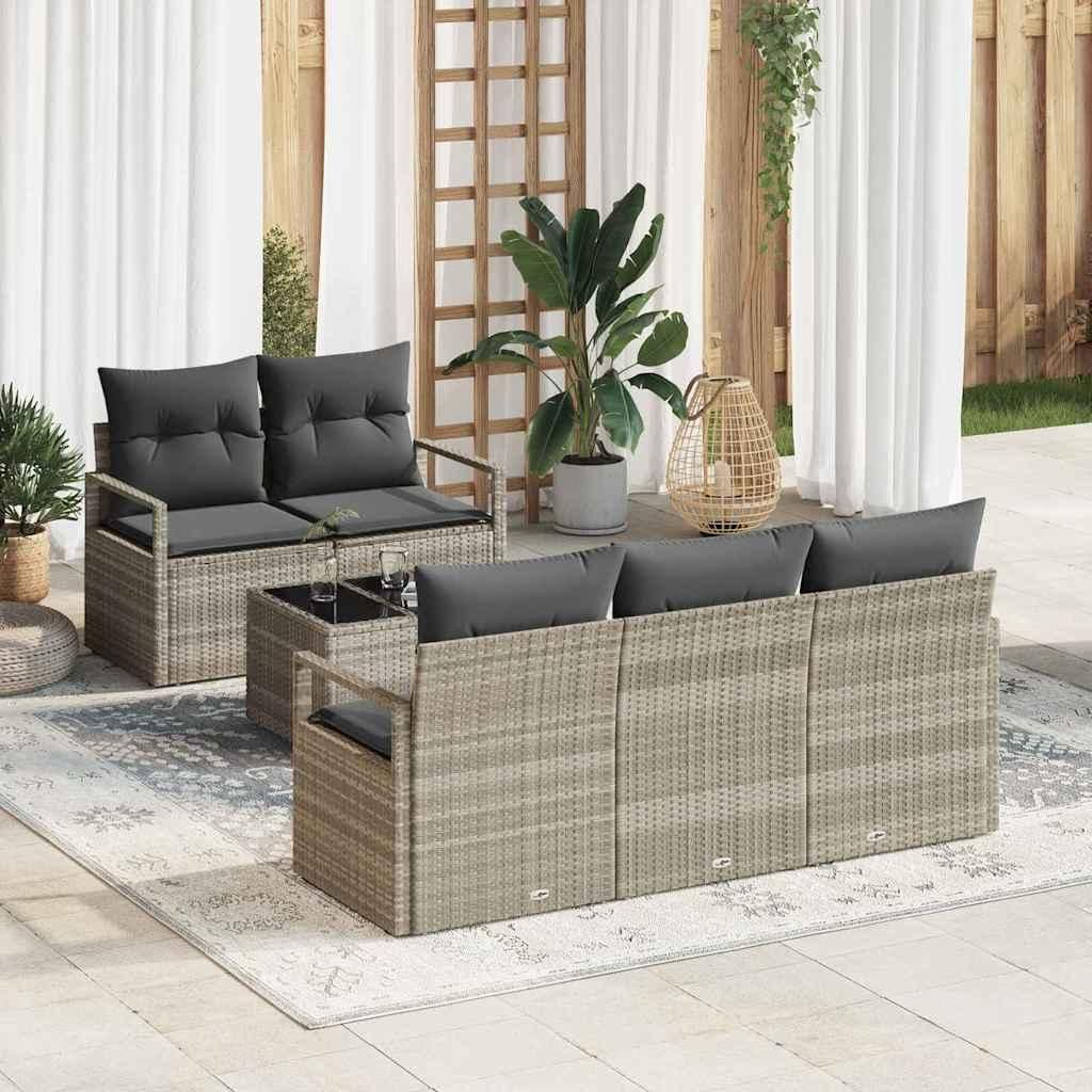 "2026 Promotion" Gartensofa-Set - Loungesofa - 6 pcs - Terrassen-Sofa - Hellgrau und Dunkelgrau Poly-Rattan - Gartensofas CC19349
