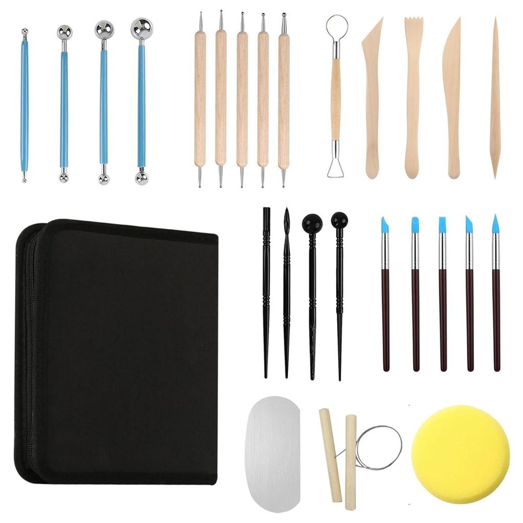 27 Stück Modellierwerkzeug Set Polymer Clay Tools Töpferwerkzeug Keramik Modellierwerkzeug für Ton und Bastelarbeiten
