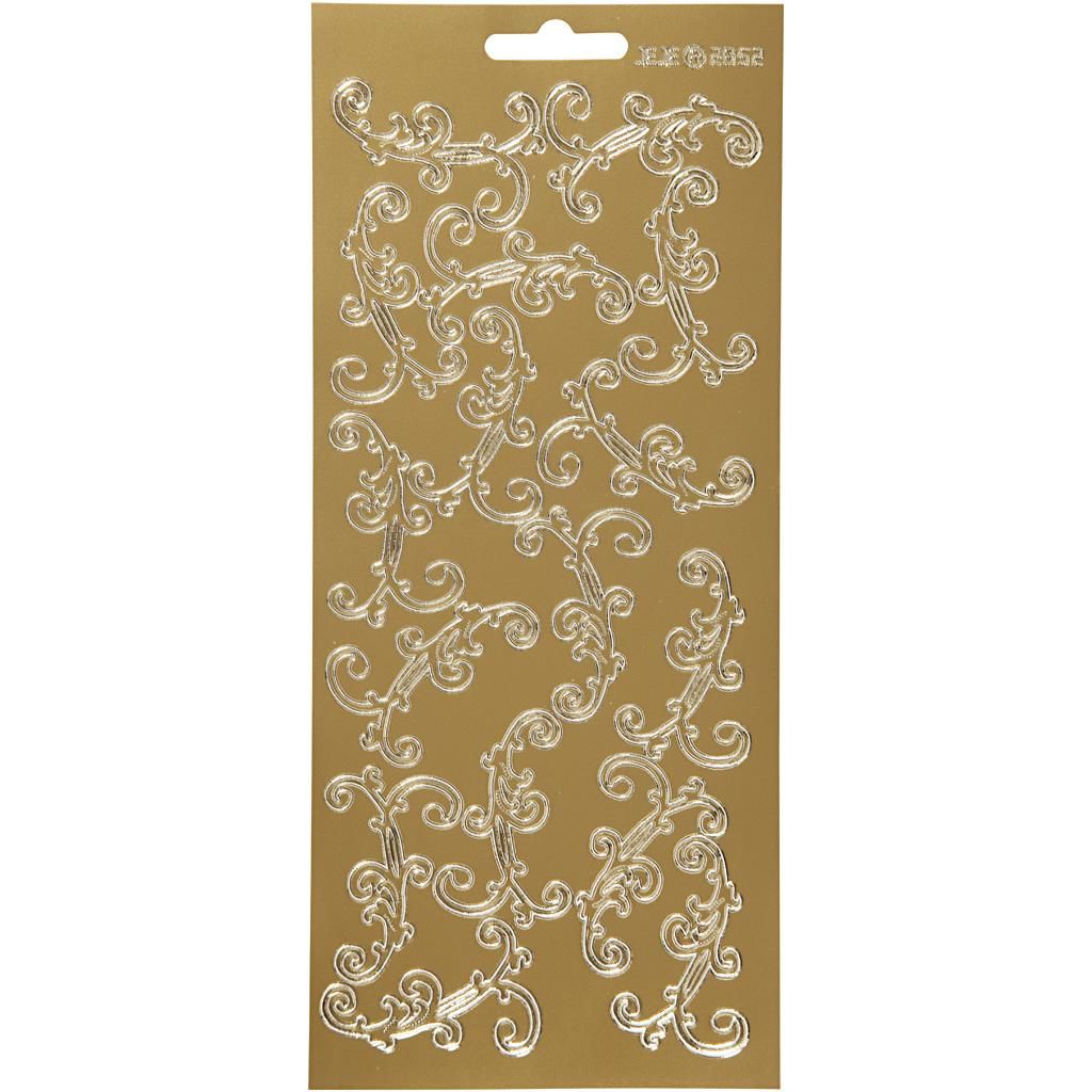 Creativ Firmenaufkleber, Wirbel, Blatt 10x23 cm, gold, 1 Blatt