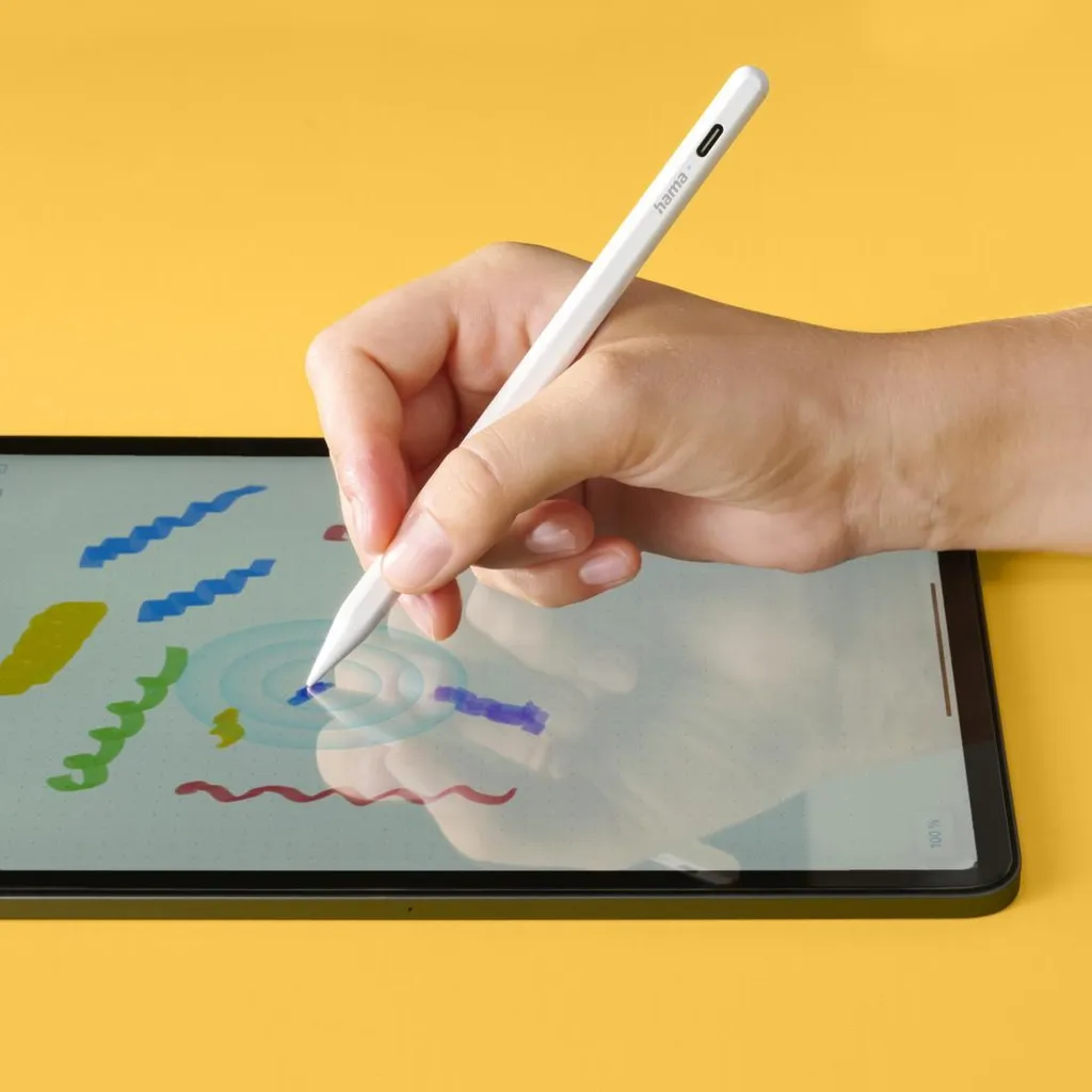Stylet Capacitif Actif Hama pour iPad Apple - Accessoire Tablette Blanc - 12