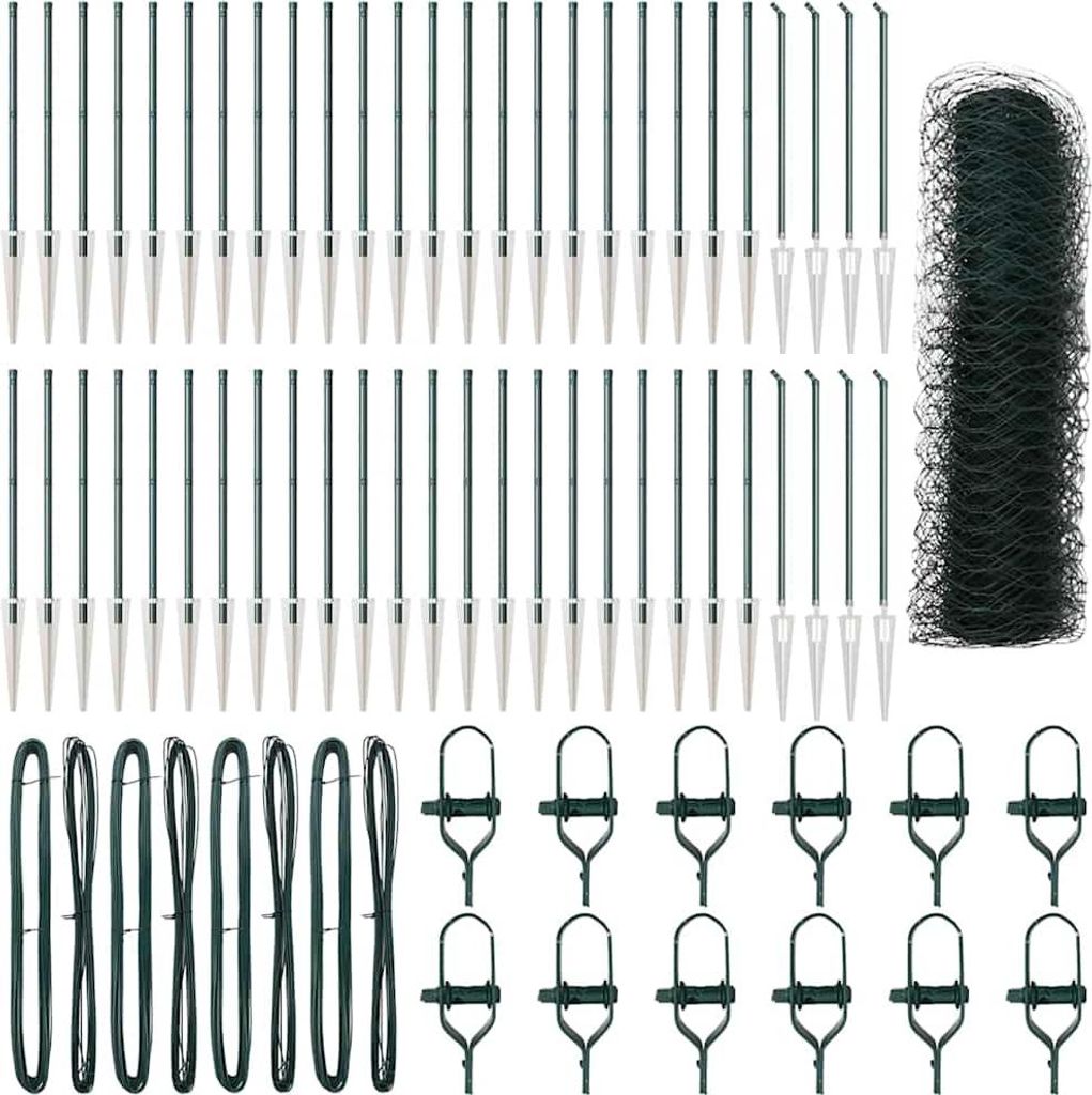 vidaXL Zaunpfosten Grün 100 x 0,5 m (36 mm Maschenweite) Stahl und PVC