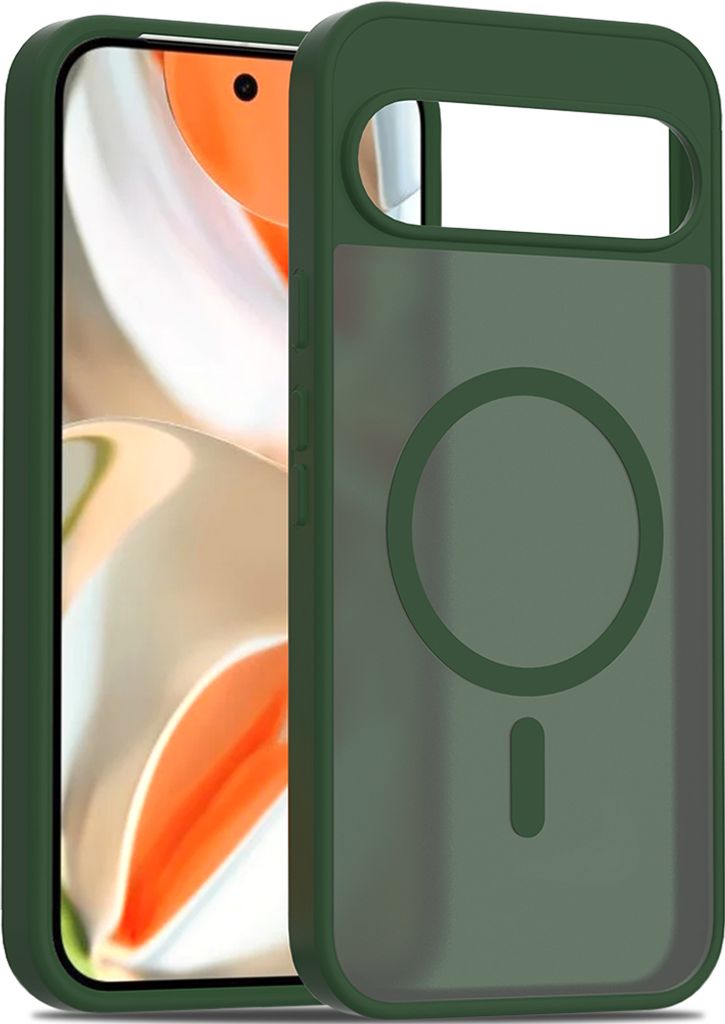 Magnetisch Hülle für Google Pixel 9 Pro XL, Kompatibel mit MagSafe, Transluzente Matt Rückseite Stoßfeste Handyhülle Grün