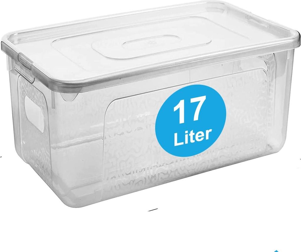 Transparente stapelbare Aufbewahrungsbox mit Deckel 17L, robust & platzsparend