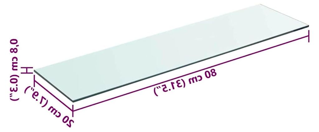 Regalboden Glas Transparent 80x20 cm, modernes Deko-Element, stabiles Hartglas, für Wohnungen und Geschäfte