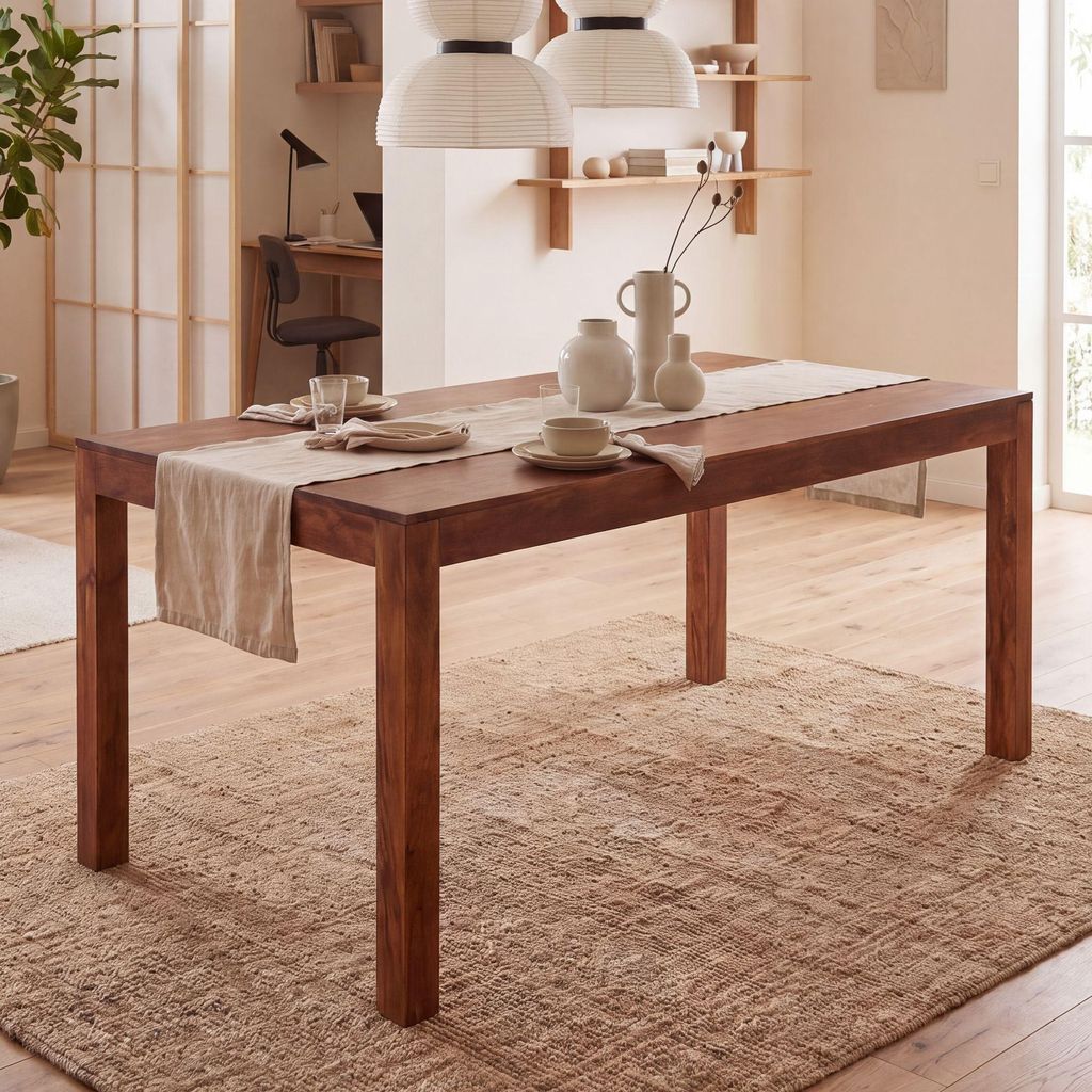 FineBuy Tavolo da pranzo 140 cm in legno massello di Immagine del prodotto 