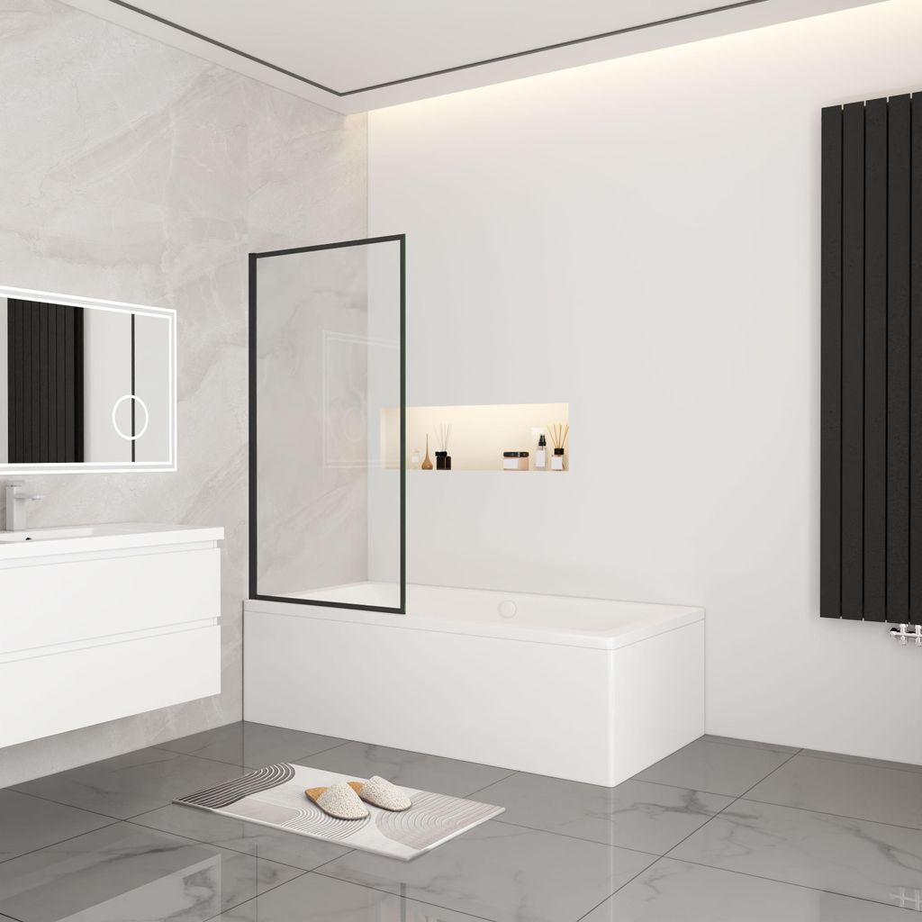 AICA Badewannenaufsatz 75x140cm Schwarz Feste Produktbild 