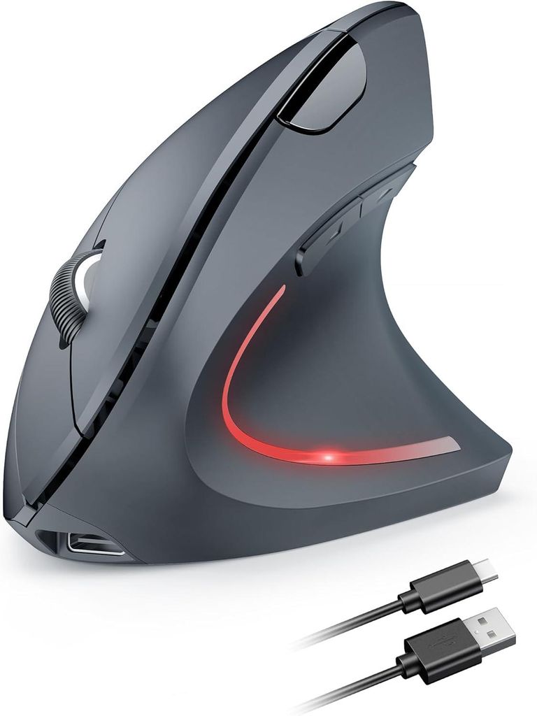 Maus Kabellos,2.4G Optische Vertikale Maus Ergonomisch,5 Einstellstufen bis 4800DPI, Leise Wireless Vertical mit 6 Tasten für Laptop,PC,Windows,Ma...