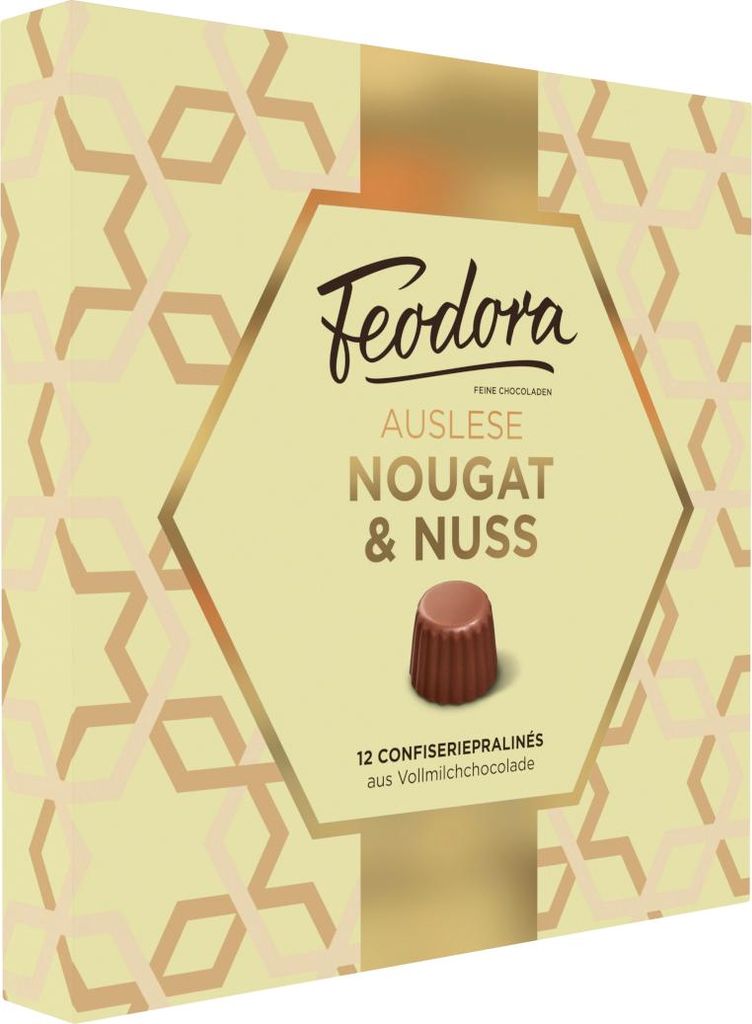 Feodora Auslese Nougat und Nuss Pralinenmischung 12 Stück Packung 125g