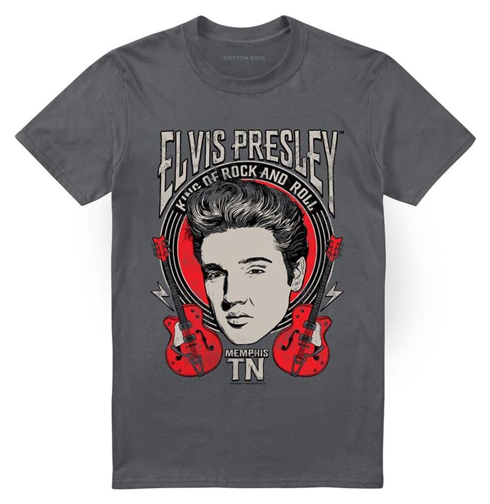 Elvis Presley - "Elvis Rock" T-Shirt für Herren/Damen Uni TV32666 (S) (Holzkohle)