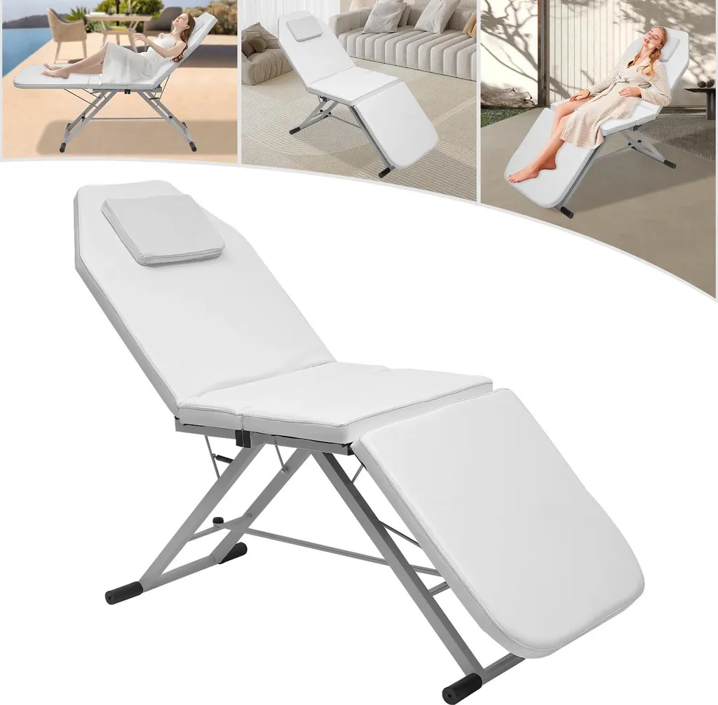 Table de massage portable 3 zones avec dossier inclinable coloris blanc
