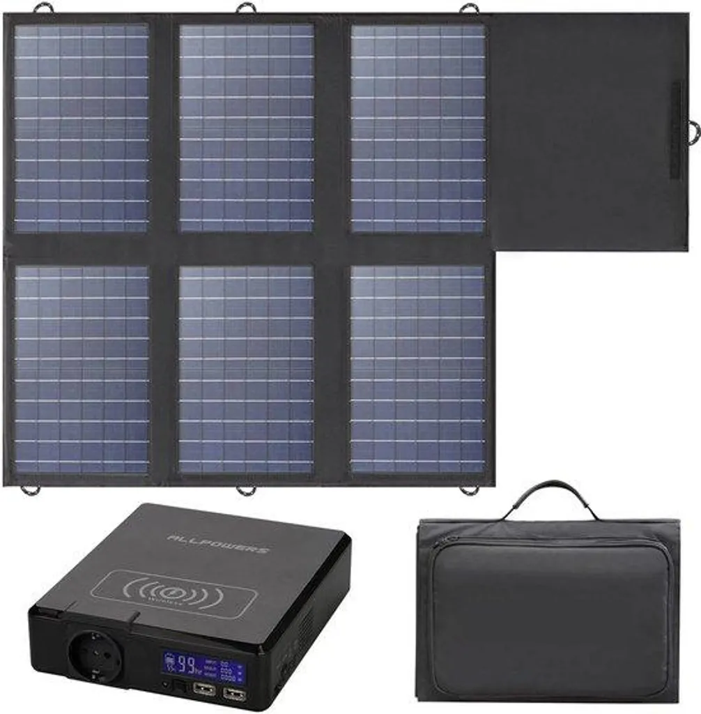 Batterie Solaire Camping 41600mAh pour Tente avec Sortie AC 200W 60W