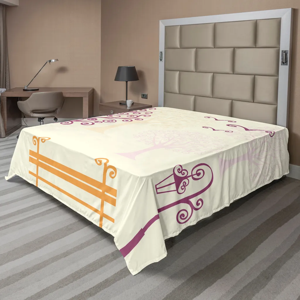 Drap plat ABAKUHAUS 244x205 cm violet, motif mouettes et nature sereine