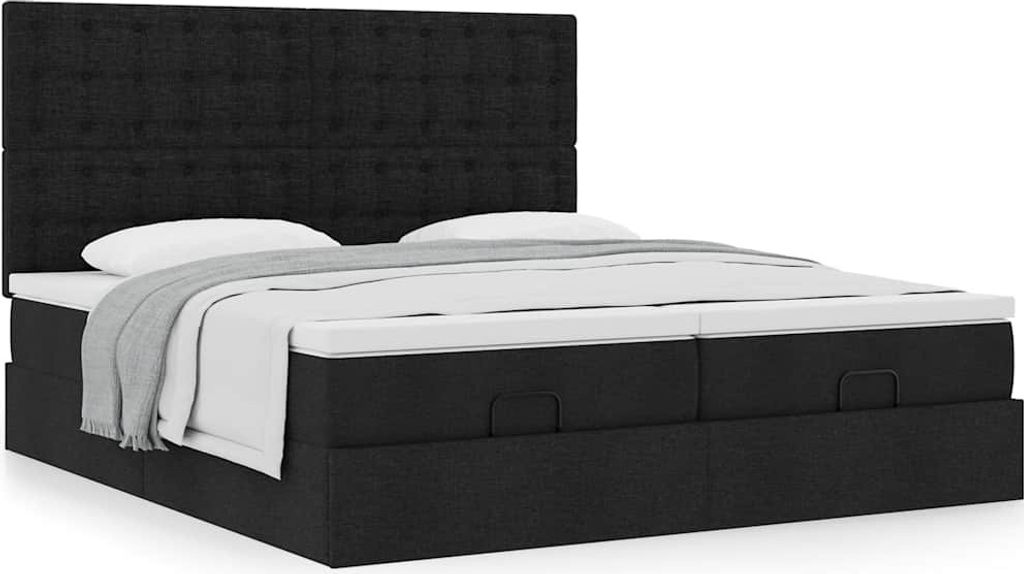 Ottoman-Bett mit Matratzen Schwarz 160x200 cm Stoff