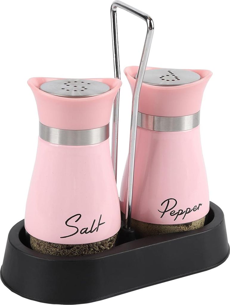 Salz und Pfefferstreuer Set, Salz und Pfefferstreuer Set mit Halter, 2 Stš¹ck Edelstahl und Glasflasche Edelstahl Salzstreuer zum Kochen Grillen ...