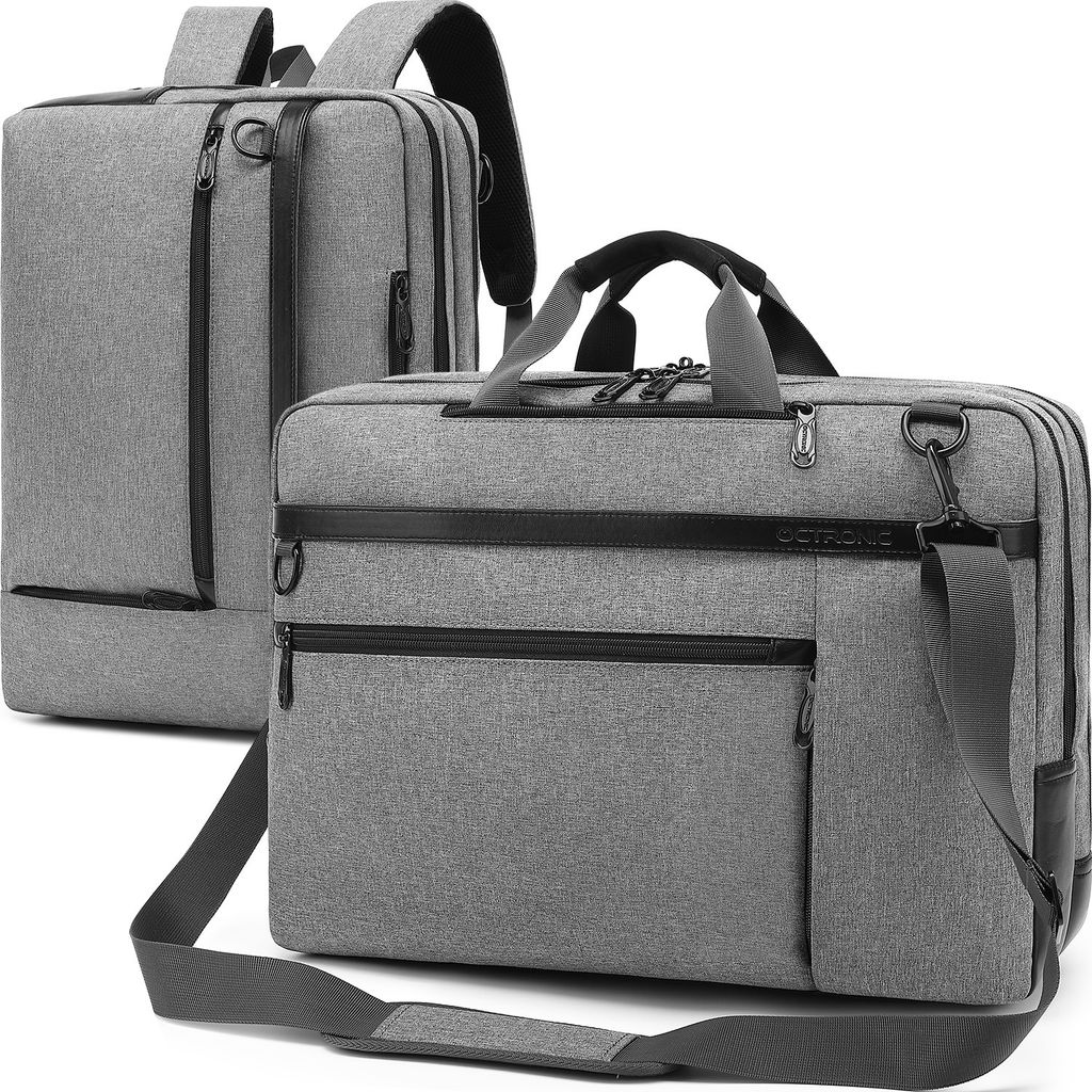 Octronic Laptop-Tasche 17,3 Zoll - 2-in-1 Laptop-Rucksack und Schultertasche - 20 Liter - Grau/Schwarz