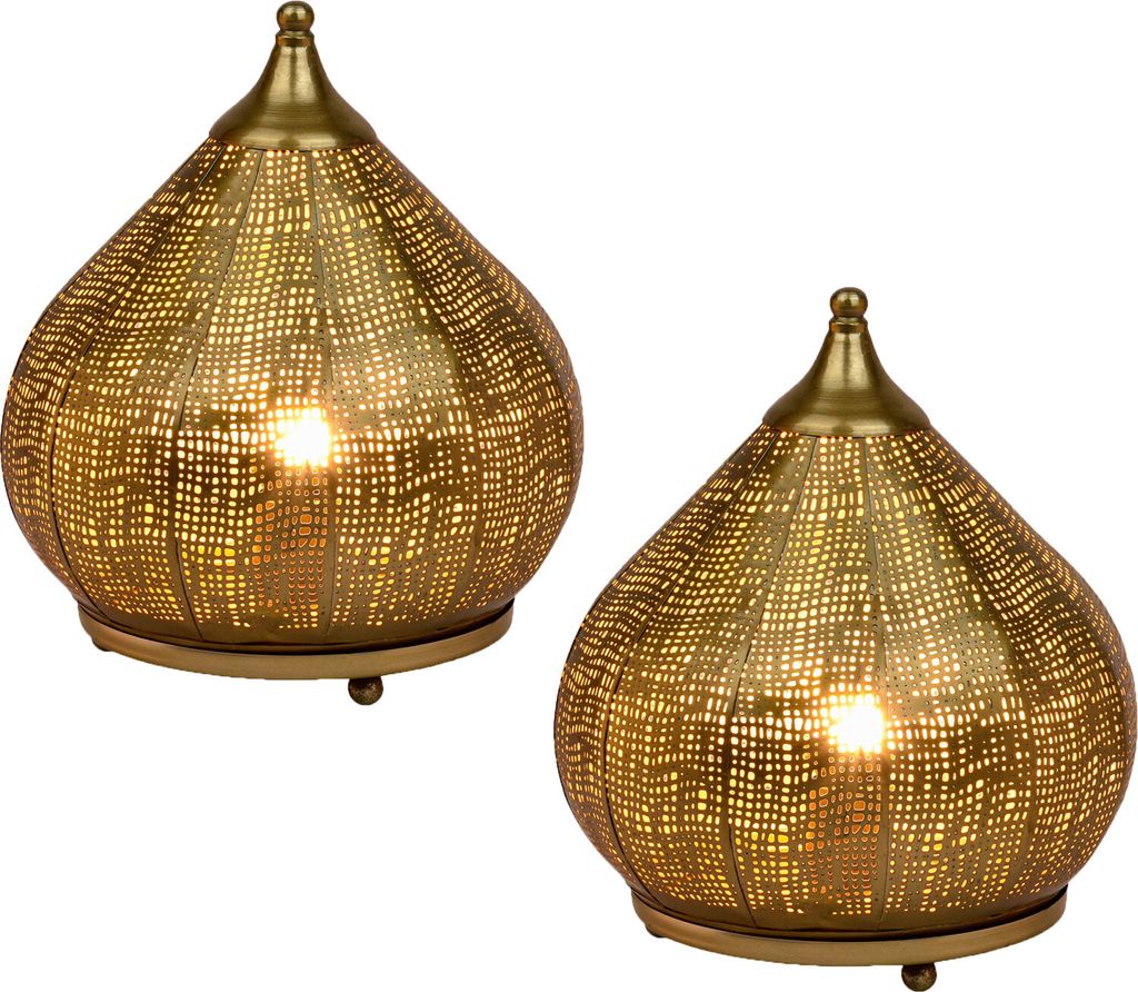 Marrakesch 2er Set Orientalische Deko Tischlampe Nachttischlampe 28cm groß | Boho Tischleuchte Lampe im Wohnzimmer Schlafzimmer & Kinderzimmer | T...