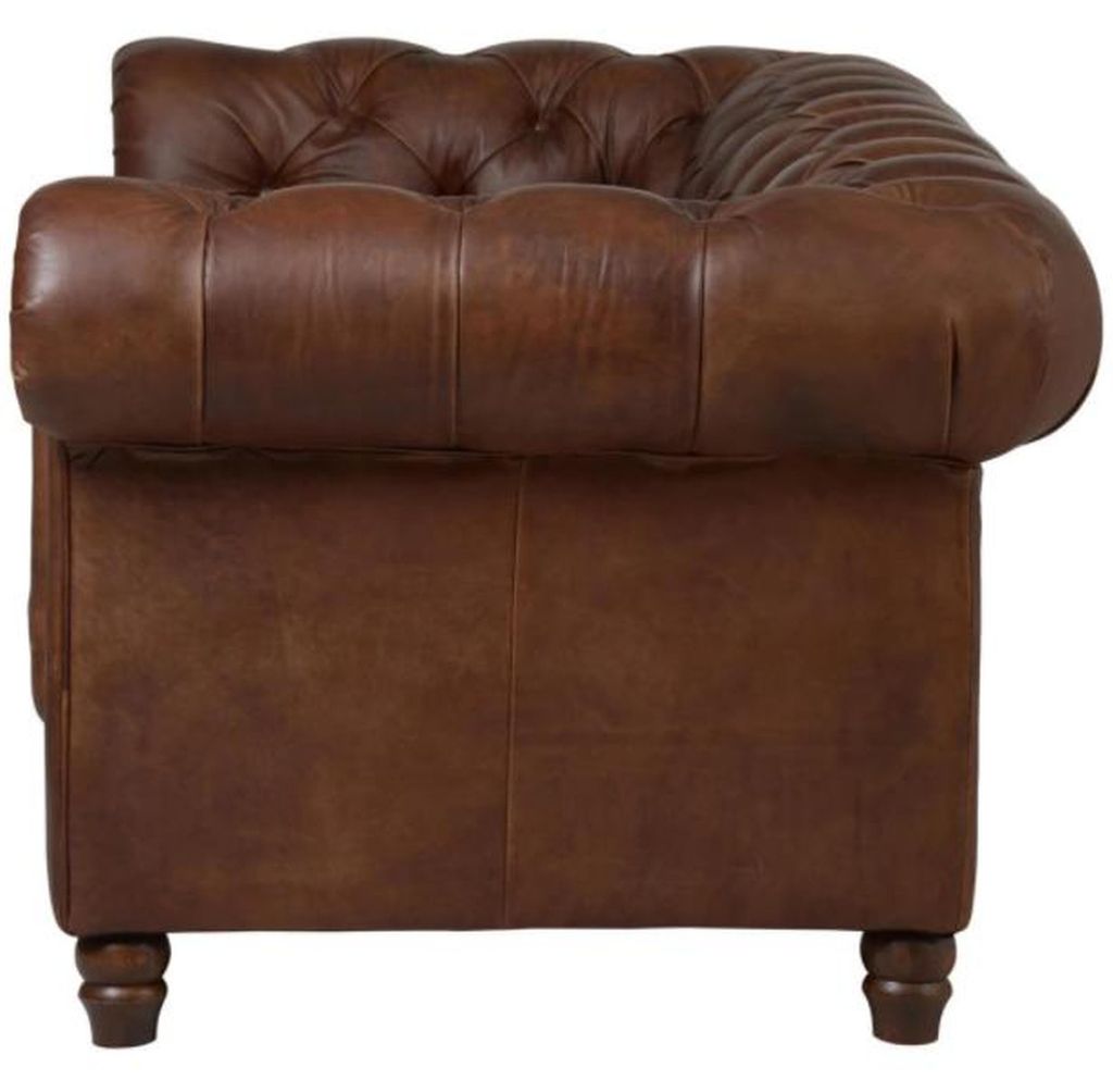 Chesterfield Braun Dreisitzer Leder Wohnzimmer Modern Design Couchen Sofa Neu