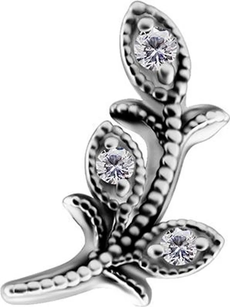 Écrou décoratif argenté 11,5 x 6 mm serti d'une zircone brillante