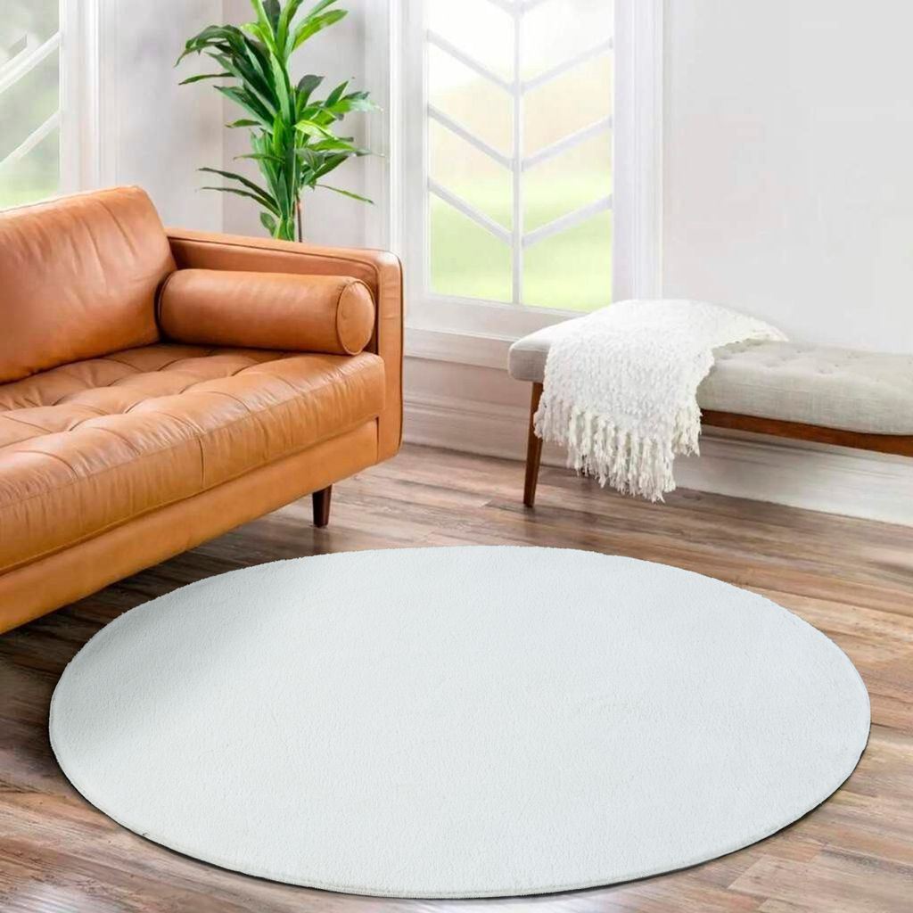 Jimri Flauschiger Teppich Läufer Hochwertige Kurzflor Teppich für Wohnzimmer Maschinenwaschbar, Rutschfester Teppich Waschbar, Cream-Weiß, 200x...