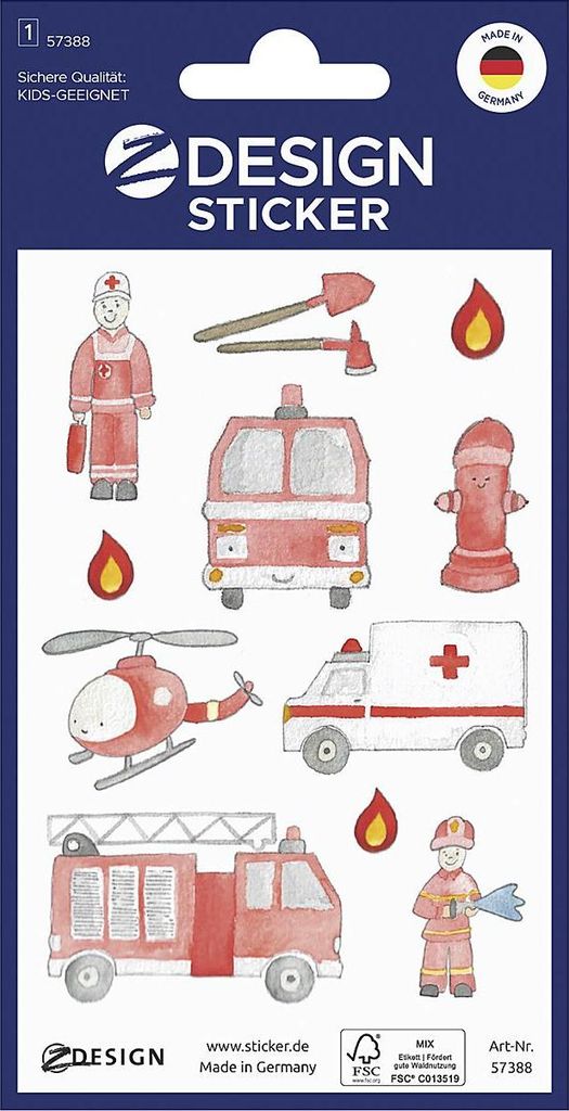 Kinder Sticker "Feuerwehr und Sanitter" 57388 Produktbild 