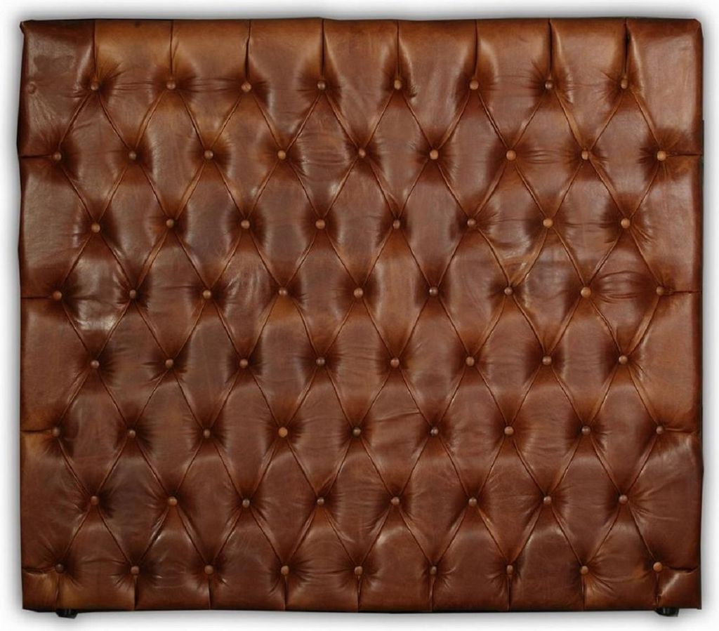 Casa Padrino Luxus Chesterfield Leder Bett-Kopfteil Braun 200 x H. 140 cm - Chesterfield Echtleder Schlafzimmer & Hotel Möbel - Luxus Kollektion